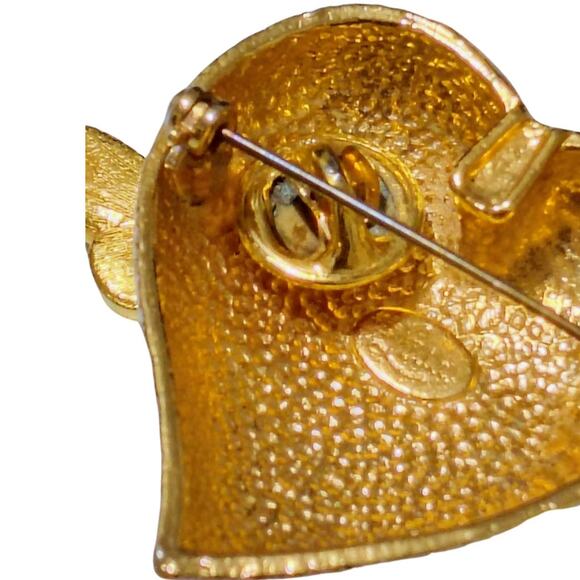 1970s Lisa Heart Brooch Removable Butterfly Lapel Pin Metal Alloy Enamel Vintage - Picture 6 of 8